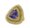 17.94 ctw Tanzanite and Diamond Ring - 14KT Yellow Gold