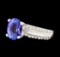 2.03 ctw Tanzanite and Diamond Ring - 14KT White Gold