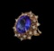 15.76 ctw Tanzanite and Diamond Ring - 14KT Rose Gold