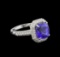 3.65 ctw Tanzanite and Diamond Ring - 14KT White Gold