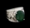 14KT White Gold 6.63 ctw Emerald and Diamond Ring