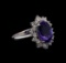 3.37 ctw Tanzanite and Diamond Ring - 14KT White Gold