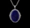 14KT White Gold 12.29 ctw Lapis Lazuli and Diamond Pendant With Chain