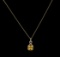 3.80 ctw Citrine and Diamond Pendant With Chain - 14KT Yellow Gold