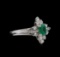 0.38 ctw Emerald and Diamond Ring - 14KT White Gold