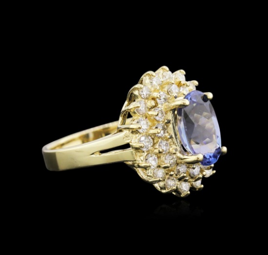 1.90 ctw Tanzanite and Diamond Ring - 14KT Yellow Gold