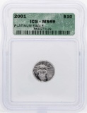 2001 $10 Platinum American Eagle Coin ICG MS69
