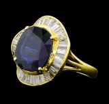 7.35 ctw Sapphire And Diamond Ring - 18KT Yellow Gold