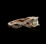 14KT Rose Gold 1.78 ctw Fancy Green Diamond Ring