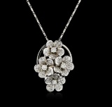 14KT White Gold 1.37 ctw Diamond Pendant With Chain