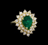 14KT Yellow Gold 2.43 ctw Emerald and Diamond Ring
