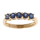 1.04 ctw Sapphire and Diamond Ring - 14KT Yellow Gold
