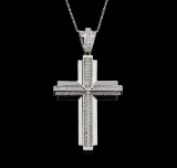 1.17 ctw Diamond Cross Pendant With Chain - 14KT White Gold