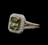 4.52 ctw Green Sapphire and Diamond Ring - 14KT Rose Gold
