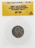 1857-1874 Rupee Alwar Sheodan Singh AR KM-37 Coin ANACS EF45