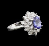 1.70 ctw Tanzanite and Diamond Ring - 14KT White Gold