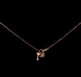 0.12 ctw Diamond Lock and Key Pendant With Chain - 14KT Rose Gold