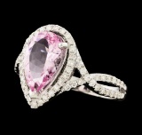 2.35 ctw Morganite and Diamond Ring - 18KT White Gold