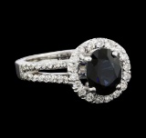 1.61 ctw Sapphire and Diamond Ring - 14KT White Gold