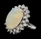 12.57 ctw Opal and Diamond Ring - 14KT White Gold