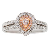 0.76 ctw Pink and White Diamond Ring - 18KT White and Rose Gold