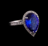 14KT White Gold 5.93 ctw Tanzanite and Diamond Ring