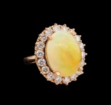 11.83 ctw Opal and Diamond Ring - 14KT Rose Gold