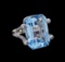 45.20 ctw Topaz, Sapphire and Diamond Ring - 18KT White Gold