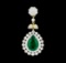 3.61 ctw Emerald And Diamond Pendant - 18KT Yellow Gold with Rhoidum Plating