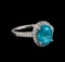 3.17 ctw Apatite and Diamond Ring - 14KT White Gold