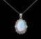 10.61 ctw Opal and Diamond Pendant With Chain - 14KT White Gold