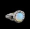 2.17 ctw Opal and Diamond Ring - 14KT White Gold