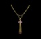 25.30 ctw Multi Gemstone and Diamond Pendant With Chain - 18KT Yellow Gold