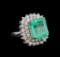 GIA Cert 8.77 ctw Emerald and Diamond Ring - 14KT White Gold