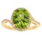 3.61 ctw Peridot and Diamond Ring - 10KT Yellow Gold