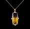 11.93 ctw Ametrine and Diamond Pendant With Chain - 14KT Yellow Gold