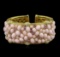 48.60 ctw Pink Opal, Pink Sapphire and Diamond Bracelet - 18KT Yellow Gold