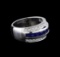 1.50 ctw Sapphire and Diamond Ring - 18KT White Gold