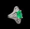 2.95 ctw Emerald and Diamond Ring - 18KT White Gold