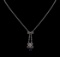 0.69 ctw Blue Sapphire and Diamond Necklace - 18KT White Gold