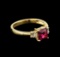 1.09 ctw Pink Tourmaline and Diamond Ring - 14KT Yellow Gold