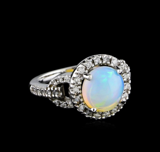 2.17 ctw Opal and Diamond Ring - 14KT White Gold