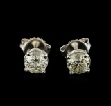 1.61 ctw Diamond Solitaire Earrings - 14KT White Gold