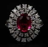 1.67 ctw Rubellite and Diamond Ring - 14KT White Gold