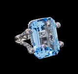 45.20 ctw Topaz, Sapphire and Diamond Ring - 18KT White Gold