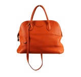 Authentic Hermes Orange Togo Leather Bolide Bag