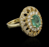 1.64 ctw Emerald and Diamond Ring - 14KT Yellow Gold