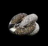 4.98 ctw Brown and White Diamond Ring - 14KT White Gold