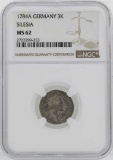 1784-A Germany Silesia 3 Krezuer Coin NGC MS62