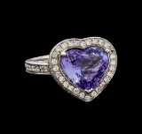 5.65 ctw Tanzanite and Diamond Ring - 14KT White Gold